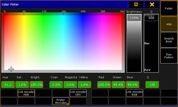 Using The Color Picker - grandMA2 User Manual - Help pages of MA Lighting  International GmbH