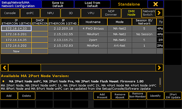 Configure The Ma Xport Nodes In The Console Grandma2 User Manual Help Pages Of Ma Lighting International Gmbh