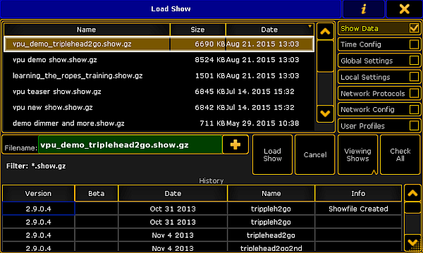 Loading a show - grandMA2 User Manual - Help pages of MA Lighting