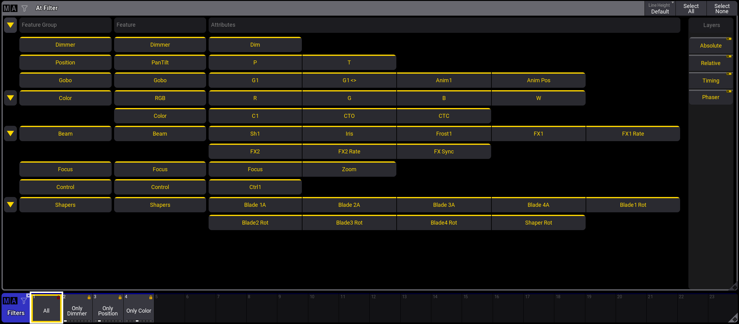 At Filter window and Filter pool with a default All filter enabled.