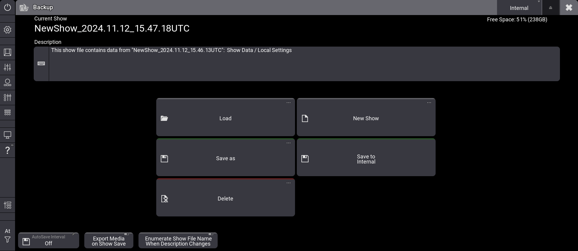 Backup Menu New Show